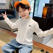 韩版 中大童洋气百搭半高领帐篷印花上衣 秋冬季 男童德绒长袖 打底衫
