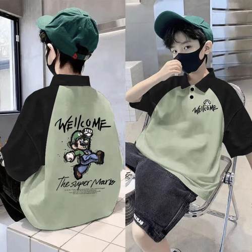 2025儿童纯棉童装夏季新款POLO衫潮款男童洋气短袖T恤中大童翻领