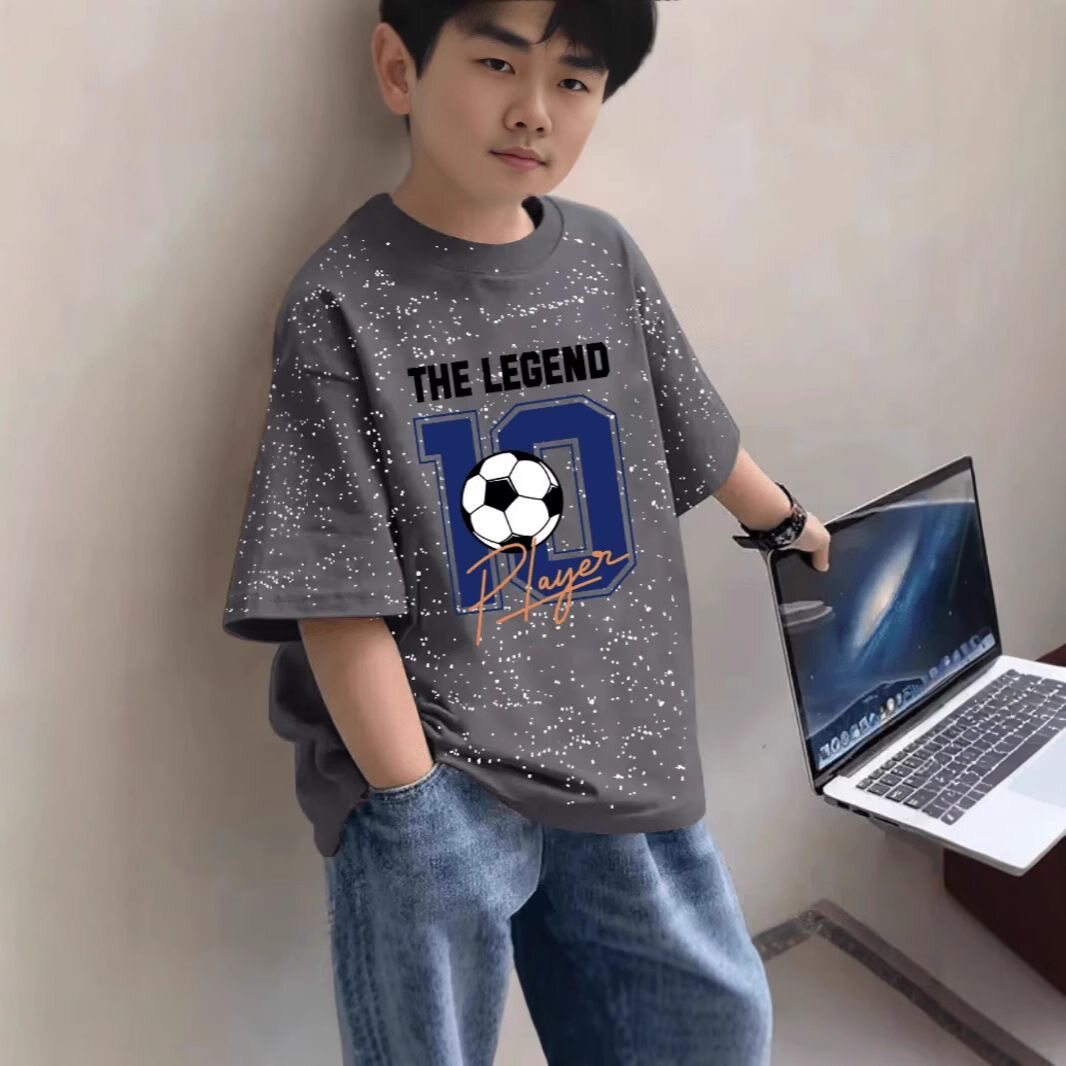 男童纯棉短袖t恤2026夏季中大童休闲帅气童装男孩满天星半袖上衣图片