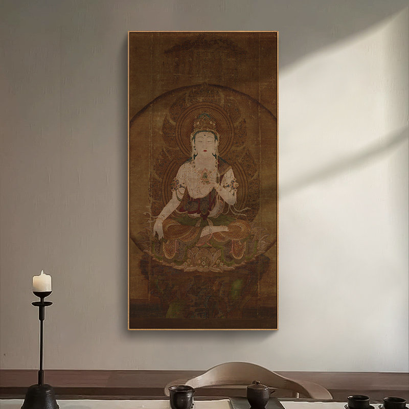 空虚藏菩萨唐卡客厅玄关挂画千手观音佛像复古敦煌壁画佛堂中堂画