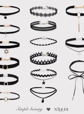 万能锁骨绳黑色绳项链女锁骨链轻奢小众颈带高级感配饰2022年新款