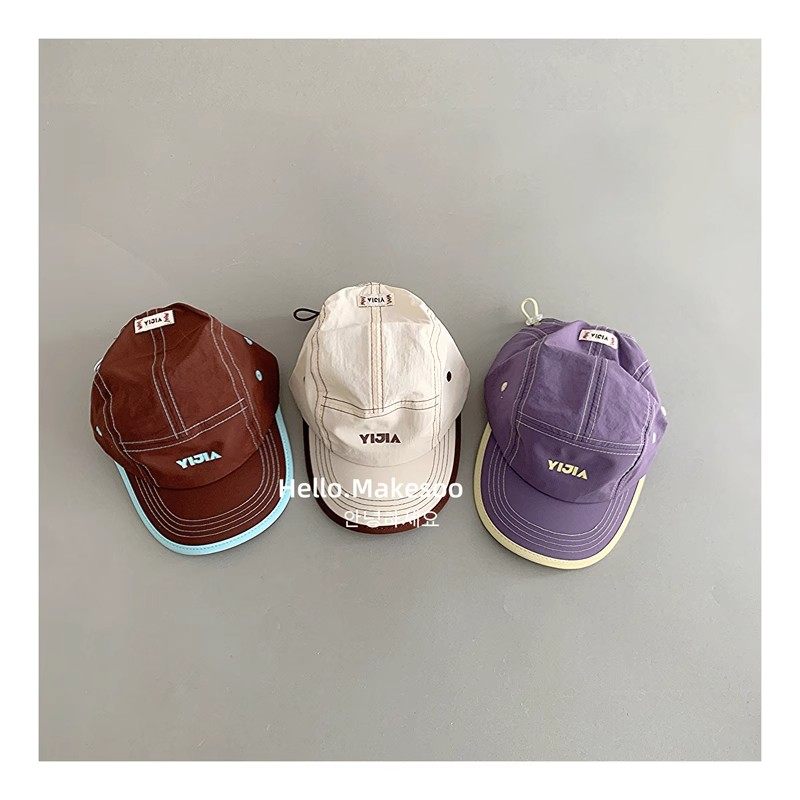 儿童鸭舌帽女童速干简约防晒遮阳帽子原创自制烫标字母棒球帽男童