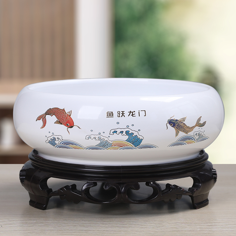 无孔铜钱草花盆陶瓷多肉大口径水仙花睡莲碗莲荷花一叶莲水培容器