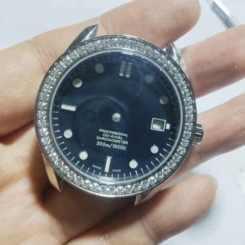 2824 2836 2846海马300表壳蓝盘41毫米欧夜光不锈钢表壳手表配件