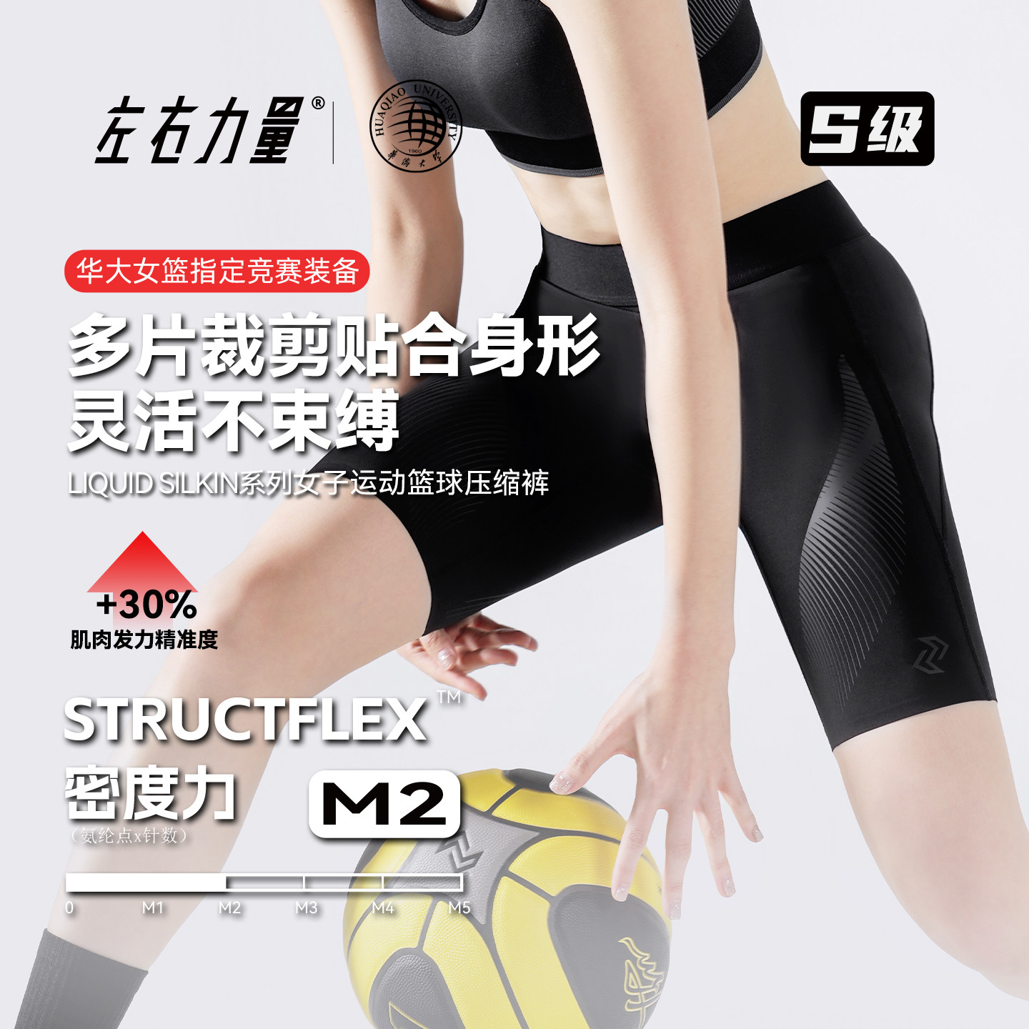 左右力量女生篮球紧身裤五分图片