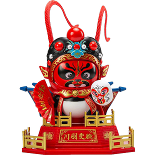川剧变脸娃娃京剧脸谱熊猫公仔戏台摆件四川成都中国风礼品送老外