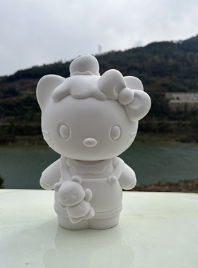 好可爱的kitty猫猫手工上色摆件存钱罐网红涂色彩绘