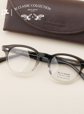 BJ眼镜赛璐珞日本小翅膀板材黑色框圆形15周年复刻款镜架女男JAZZ
