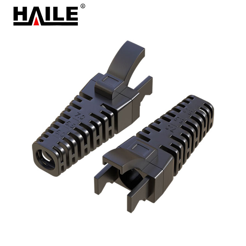 HAILE水晶头超六类七类八类保护套黑色 HT-TH02 20个/袋