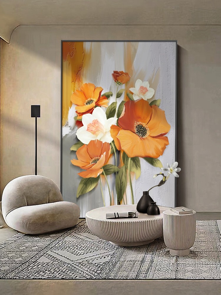 花卉现代轻奢客厅装饰画简约大气沙发背景墙落地画高级感玄关挂画,家居饰品,现代装饰画,淘宝优惠券,粉丝福利购,淘宝优惠卷