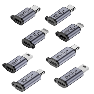 安卓手机充电转接头lighting转typec转换器T型梯形micro转接口miniusb平板电脑笔记本车载记录仪充电数据传输