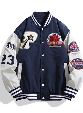 SMILE ISLAND 刺绣棒球服夹克美式街头