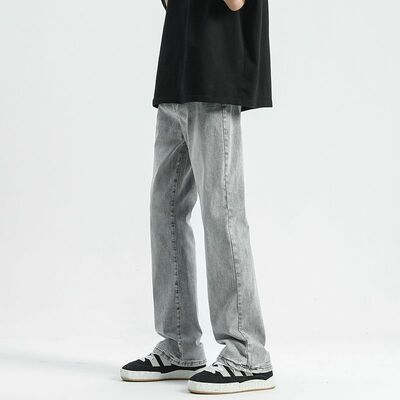 SMILE ISLAND 美式复古微喇潮牌纯色牛仔裤