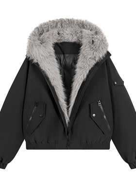 SMILE ISLAND 座山雕加厚御寒毛领羽绒服保暖外套