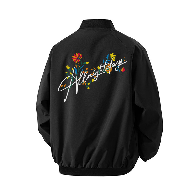 SUBCRUDE 美式高街彩绘花灰涂鸦花体印花棒球服夹克外套