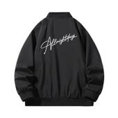 SMILE ISLAND 花体涂鸦字母印花棒球领宽松夹克