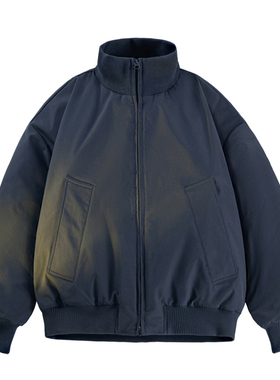 SMILE ISLAND 美式复古廓形纯色飞行员夹克棉服外套