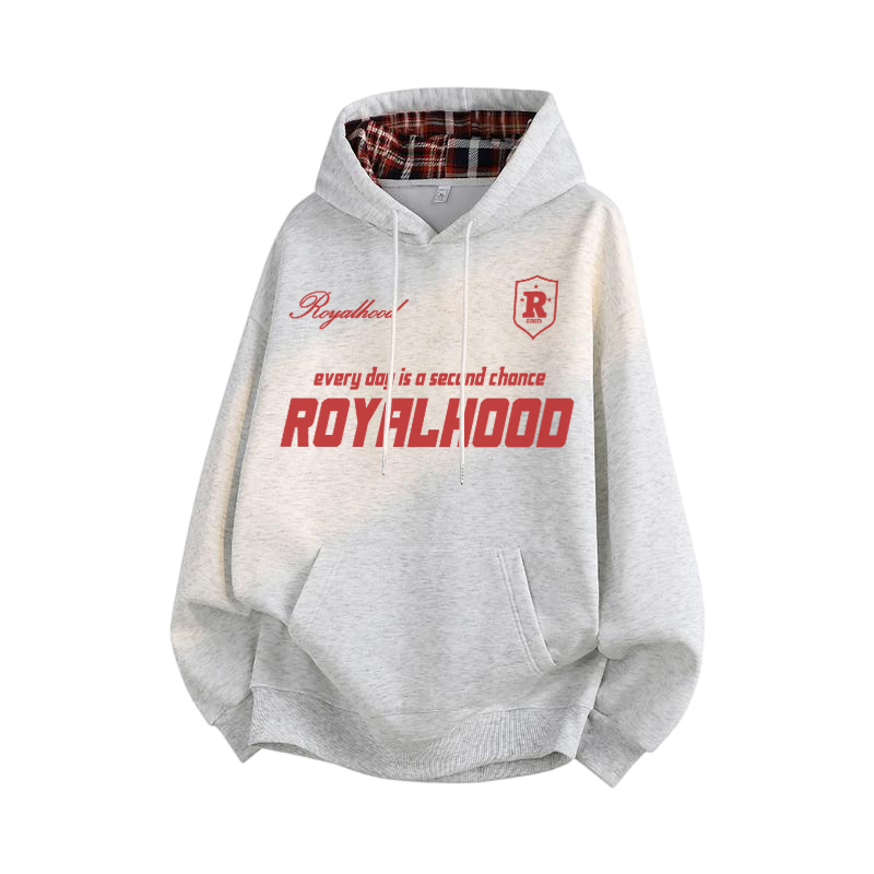 SMILE ISLAND 美式高街复古基础印花图案格子连帽卫衣