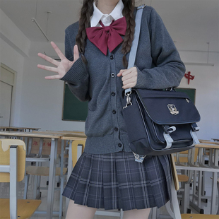 学生班服 外套学院风校供感基础款 兔仔叽jk制服开衫 毛衣深灰针织衫