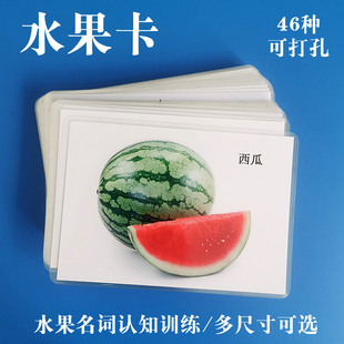 宝宝语言迟缓 儿童早教启蒙卡片 名词认知 蔬菜 过塑打孔 水果类