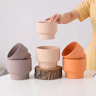 北欧简约ins红陶花盆透气雪糕杯客厅阳台素烧粗陶创意多肉陶盆器