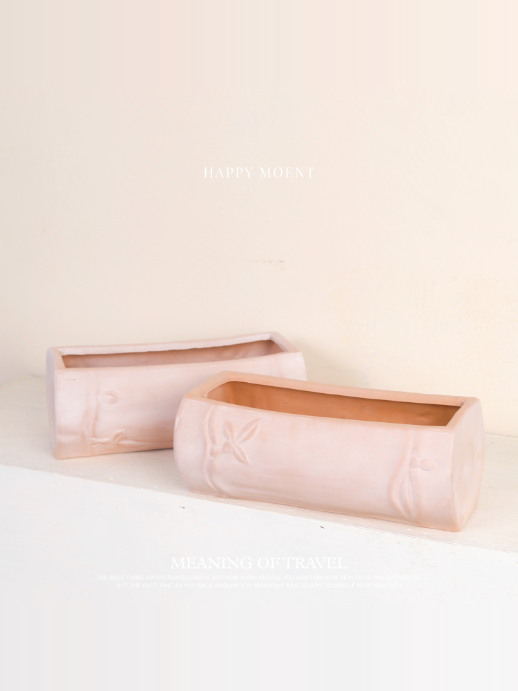 长条形红陶花盆透气阳台简约长方形多肉仙人掌盆室内摆设园林拼盘