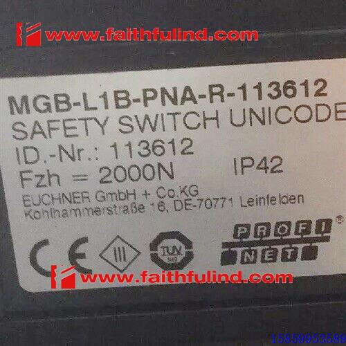 议价Euchner 113612 安士能全新安全开关 MGB-L1B-PNA-R-113612