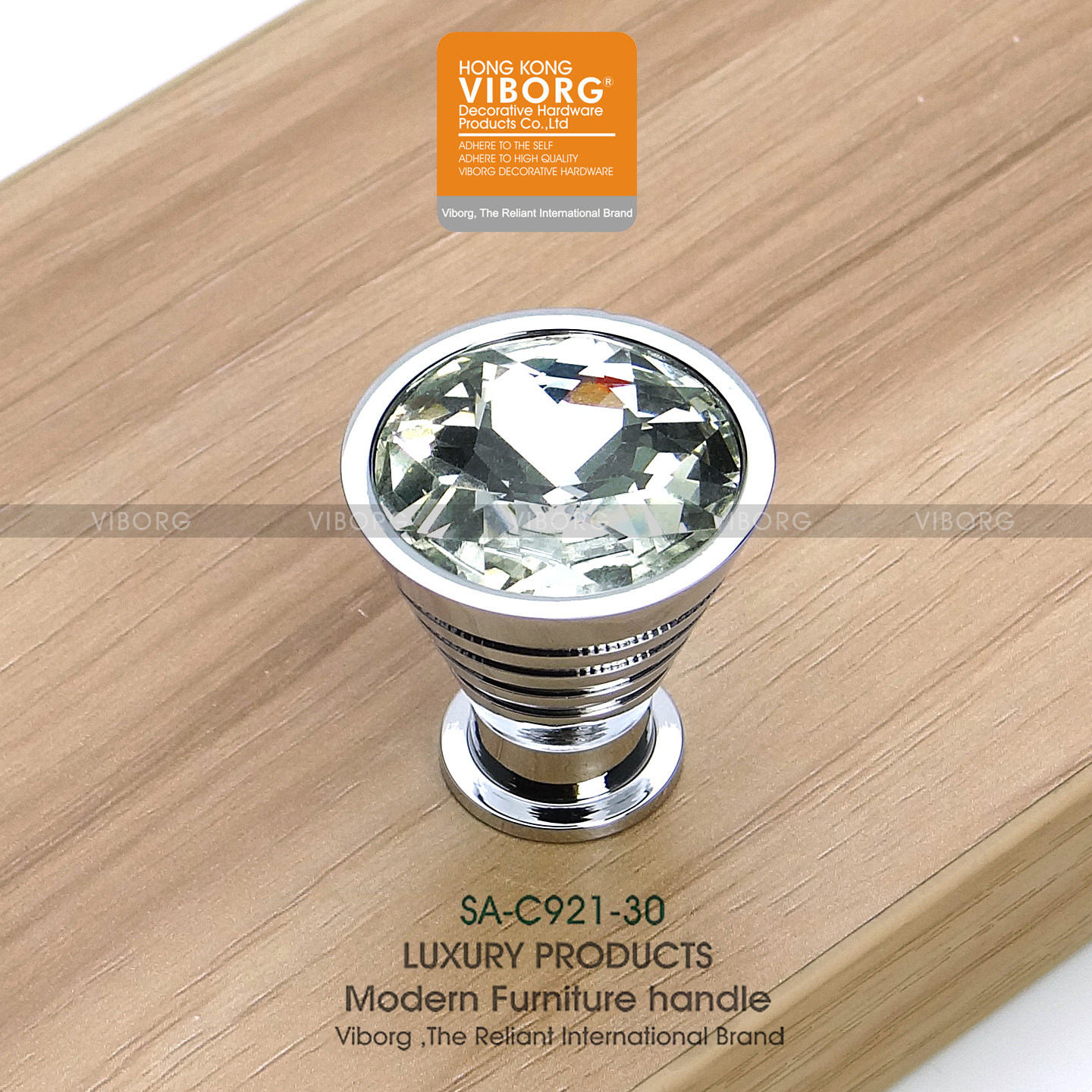 * 域堡 水晶拉手钻石欧式现代简约高档衣柜橱柜门抽屉圆单孔把手