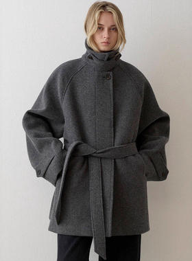 th ROW   毛呢外套女2026秋冬新款韩高级感宽松绑带羊毛大衣