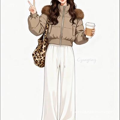 芬兰雪境肯豆风收腰羽绒服女2025年新款小个子大毛领冬季外套