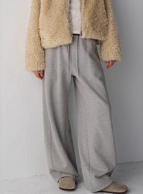 th ROW  休闲裤女2026秋冬新款高腰松紧腰阔腿裤直筒裤卫裤