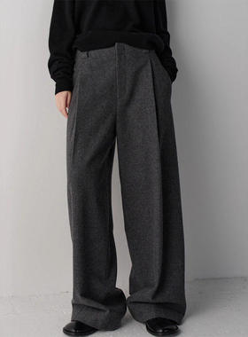 th ROW  阔腿裤女2026秋冬新款高腰加厚休闲裤直筒裤西装裤