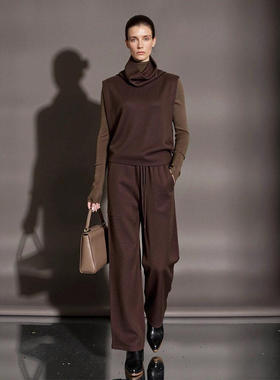 th ROW   时髦造型解构式羊毛双层针织叠穿马甲背心绵羊毛阔腿裤