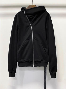 JCSTONE 暗黑RO风格巫师帽斜拉链纯棉抓绒开衫卫衣高街飘带外套