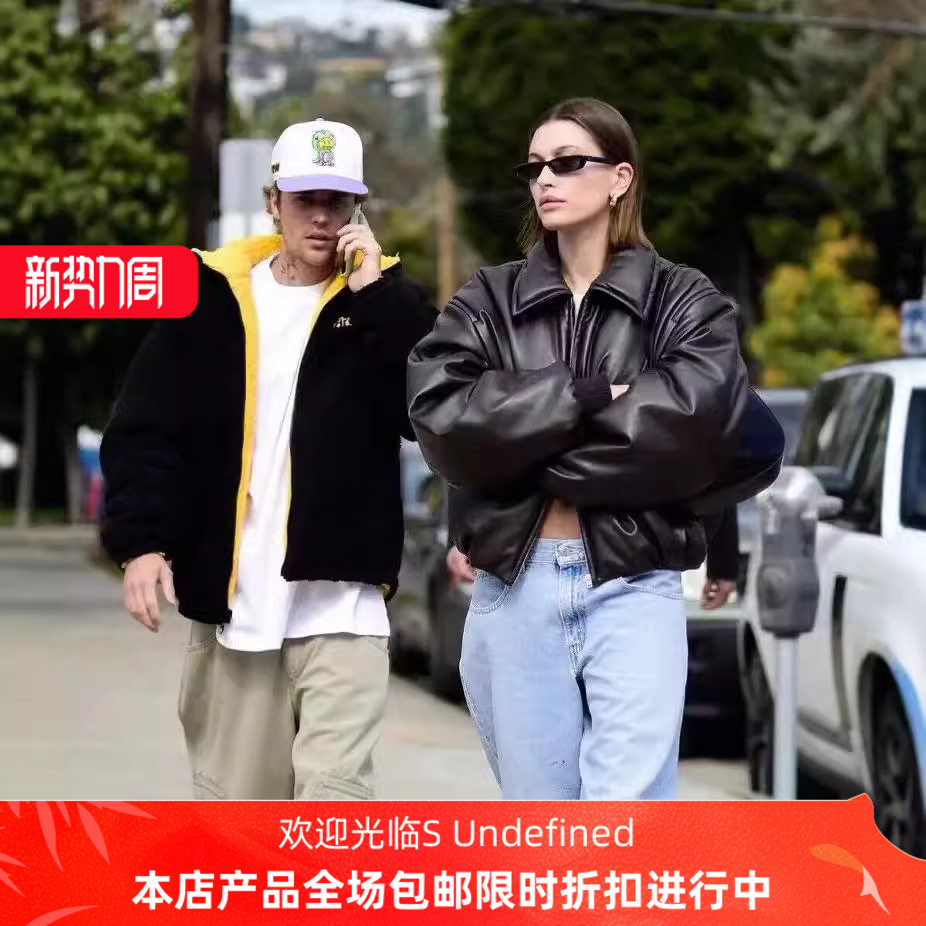 2026欧美海利同款翻领绵羊皮羽绒皮衣廓型真皮夹克女士短款外套潮,女装/女士精品,皮衣,淘宝优惠券,粉丝福利购,淘宝优惠卷