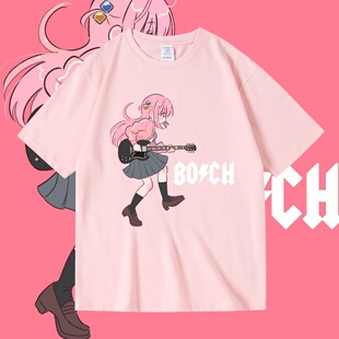 日式动漫二次元孤独摇滚后藤独联名acdc周边短袖T恤夏青少年男女