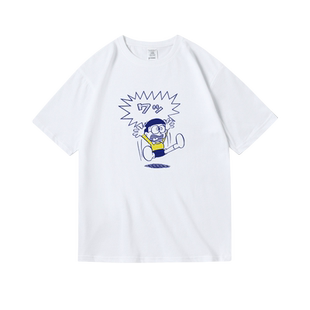 机器猫小叮当野比大雄周边印花衣服纯棉短袖半袖T恤男女中性款夏