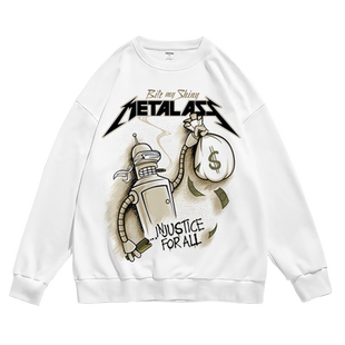 恶搞二次元动漫飞出个未来联名metallica卫衣圆领套头宽松个性潮