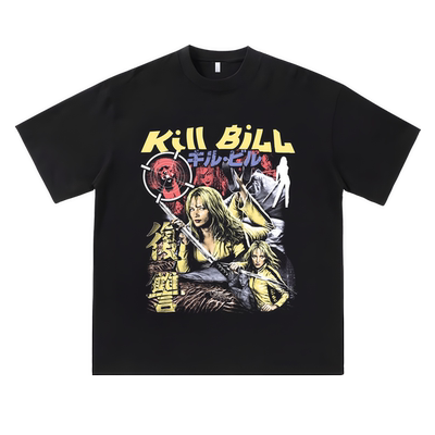 vintage美式复古水洗昆汀暴力美学杀死比尔killbill宽松短袖T恤夏