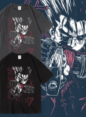 日系漫画枪神Trigun法修动漫潮流周边T恤纯棉夏男女短袖圆领套头