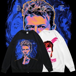 圆领套头卫衣大卫鲍伊bowie乐队音乐节摇滚潮流印花秋冬学生男女