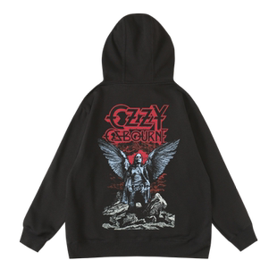 欧美金属音乐ozzy奥兹奥斯朋周边连帽加绒宽松套头秋冬男女卫衣