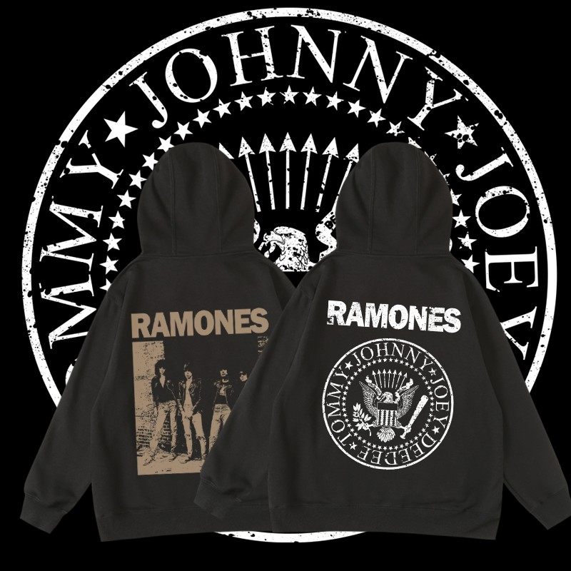 中性秋冬雷蒙斯乐队加绒卫衣欧美