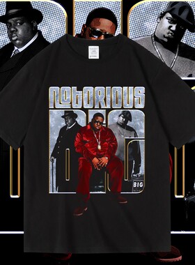 Notorious B.I.G.东岸说唱歌手周边圆领夏季纯棉套头T恤男女短袖
