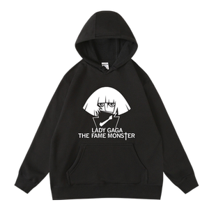 欧美流行音乐ladygaga嘎嘎姐秋冬加绒连帽卫衣男女同款套头帽衫