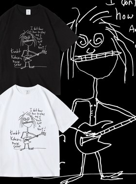 科特柯本kurtcobain自画像Nirvana摇滚主唱周边T恤夏纯棉男女短袖