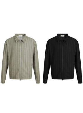 ESAT 双色基础欧棉绒提花翻领拉链开衫外套