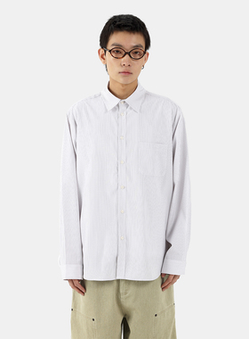 ESAT 竹纤维超细旦基础宽松黑白条纹长袖衬衫