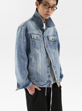 ESAT 基础廓形结构浅蓝色牛仔衬衫外套