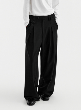 ESAT 后腰装饰袢直筒休闲双褶西裤